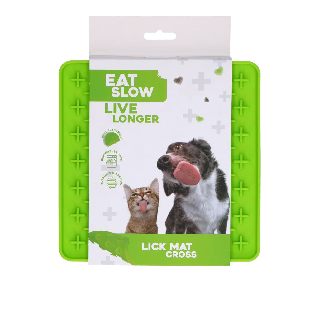 Eat Slow Live Longer Leckmatte mit Kreuzen